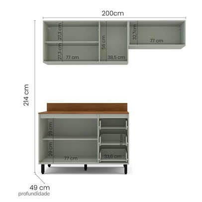 Cozinha Completa Koya 6 Portas 3 Gavetas 40250039 Verde Oliva - Politorno