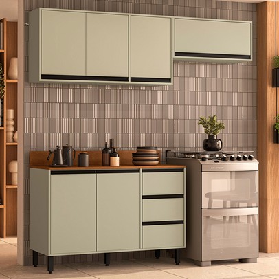 Cozinha Completa Koya 6 Portas 3 Gavetas 40250039 Verde Oliva - Politorno