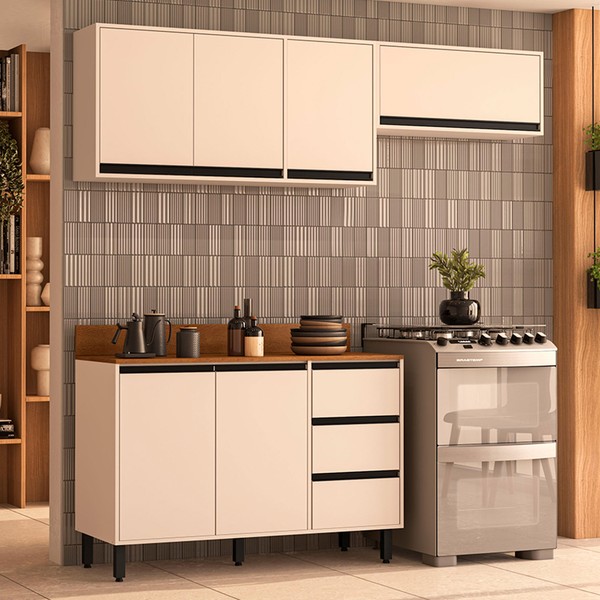 Cozinha Completa Koya 6 Portas 3 Gavetas 40250039 Creme - Politorno