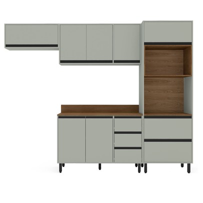 Cozinha Completa Koya 8 Portas 4 Gavetas 40250041 Verde Oliva - Politorno
