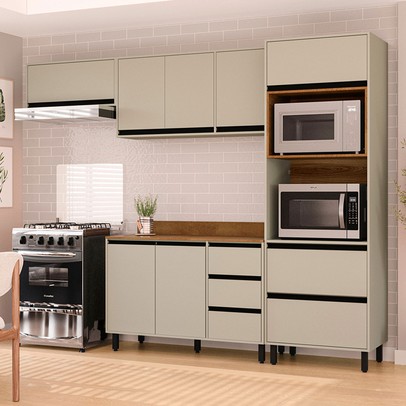 Cozinha Completa Koya 8 Portas 4 Gavetas 40250041 Verde Oliva - Politorno