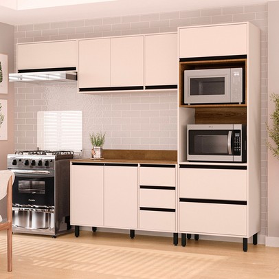 Cozinha Completa Koya 8 Portas 4 Gavetas 40250041 Creme - Politorno