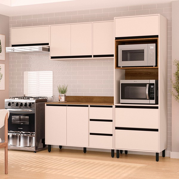 Cozinha Completa Koya 8 Portas 4 Gavetas 40250041 Creme - Politorno