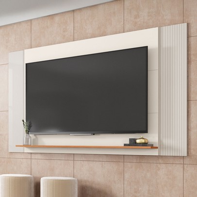 Painel para TV 65 Polegadas Mondrian 1 Prateleira Off White/Freijó - Caemmun