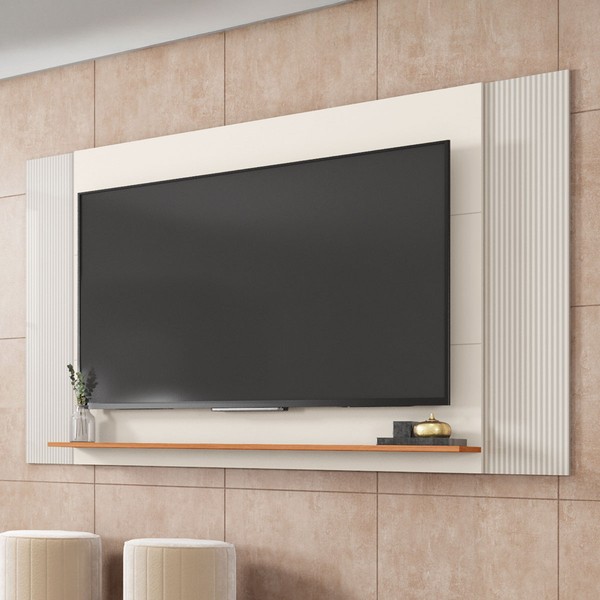Painel para TV 65 Polegadas Mondrian 1 Prateleira Off White/Freijó - Caemmun