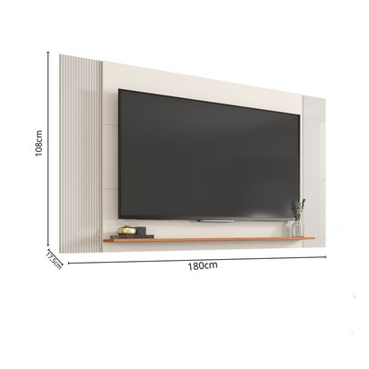 Painel para TV 65 Polegadas Mondrian 1 Prateleira Off White/Freijó - Caemmun