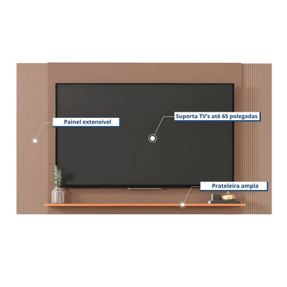 Painel para TV 65 Polegadas Mondrian 1 Prateleira Sude/Freijó - Caemmun