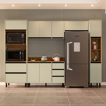 Cozinha Completa Koya 10 Portas 4 Gavetas 40250043 Verde Oliva - Politorno