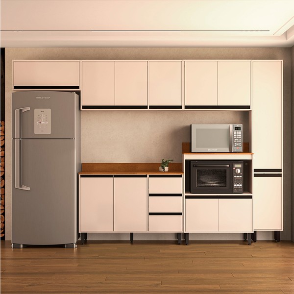 Cozinha Completa Koya 12 Portas 3 Gavetas 40250044 Creme - Politorno