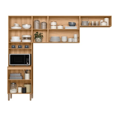 Cozinha Completa Maria Flor 5 Portas Freijó/Chumbo - Nicioli