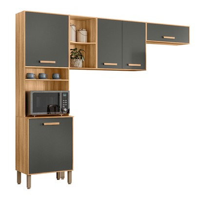 Cozinha Completa Maria Flor 5 Portas Freijó/Chumbo - Nicioli