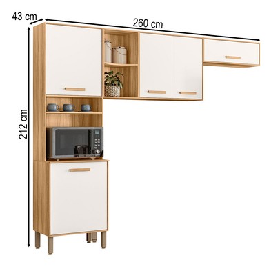 Cozinha Completa Maria Flor 5 Portas Freijó/Off White - Nicioli