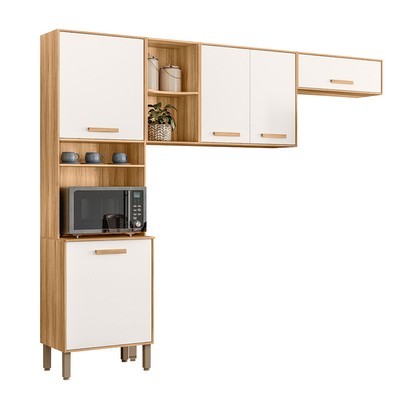 Cozinha Completa Maria Flor 5 Portas Freijó/Off White - Nicioli
