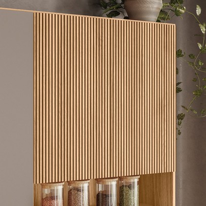 Cozinha Compacta Tropical 7 Portas 2 Gavetas Ripado 3d Freijó/Fendy - Nicioli