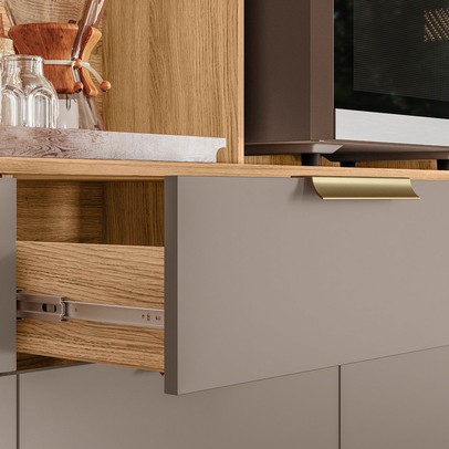 Cozinha Compacta Tropical 7 Portas 2 Gavetas Ripado 3d Freijó/Fendy - Nicioli