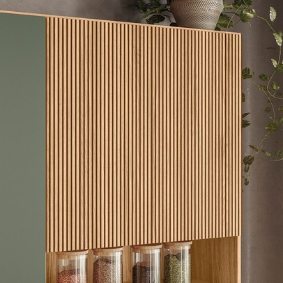 Cozinha Compacta Tropical 7 Portas 2 Gavetas Ripado 3d Freijó/Verde - Nicioli