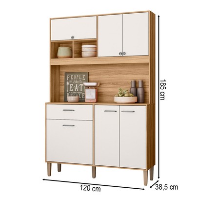 Cozinha Compacta Erva Doce 6 Portas 1 Gaveta Freijó/Off White - Nicioli