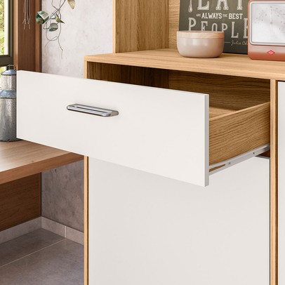 Cozinha Compacta Erva Doce 6 Portas 1 Gaveta Freijó/Off White - Nicioli