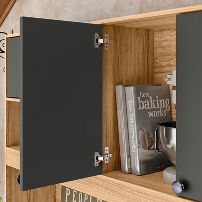 Cozinha Compacta Erva Doce 6 Portas 1 Gaveta Freijó/Chumbo - Nicioli