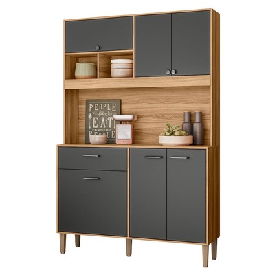 Cozinha Compacta Erva Doce 6 Portas 1 Gaveta Freijó/Chumbo - Nicioli