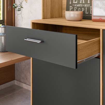 Cozinha Compacta Erva Doce 6 Portas 1 Gaveta Freijó/Chumbo - Nicioli