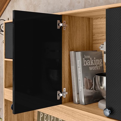 Cozinha Compacta Erva Doce 6 Portas 1 Gaveta Freijó/Preto Esfera - Nicioli