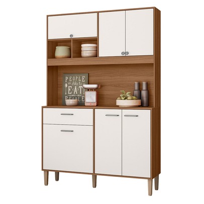 Cozinha Compacta Erva Doce 6 Portas 1 Gaveta Ipê/Off White - Nicioli
