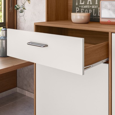 Cozinha Compacta Erva Doce 6 Portas 1 Gaveta Ipê/Off White - Nicioli