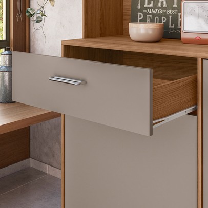 Cozinha Compacta Erva Doce 6 Portas 1 Gaveta Ipê/Fendy - Nicioli