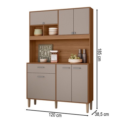 Cozinha Compacta Erva Doce 6 Portas 1 Gaveta Ipê/Fendy - Nicioli