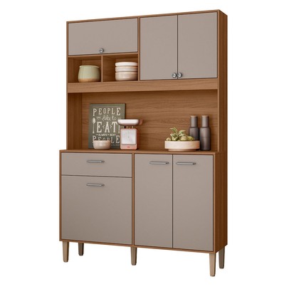 Cozinha Compacta Erva Doce 6 Portas 1 Gaveta Ipê/Fendy - Nicioli