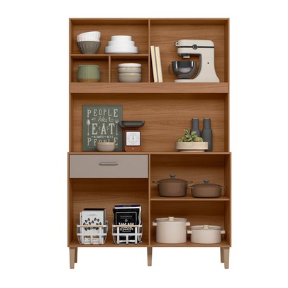 Cozinha Compacta Erva Doce 6 Portas 1 Gaveta Ipê/Fendy - Nicioli