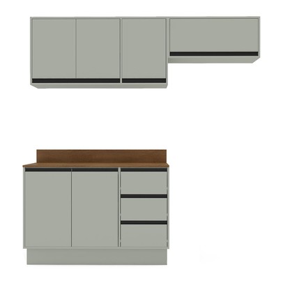 Cozinha Completa Koya 6 Portas 3 Gavetas Verde Oliva - Politorno