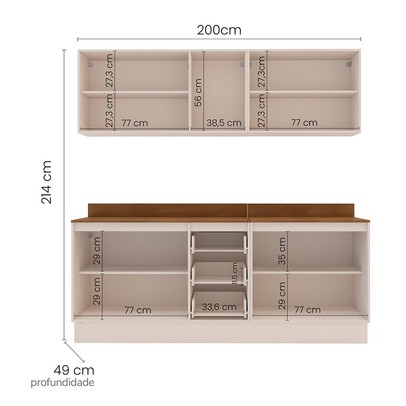 Cozinha Completa Koya 9 Portas 3 Gavetas Creme - Politorno