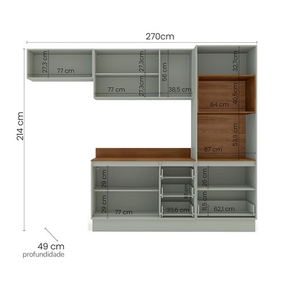 Cozinha Completa Koya 8 Portas 4 Gavetas 40250047 Verde Oliva - Politorno