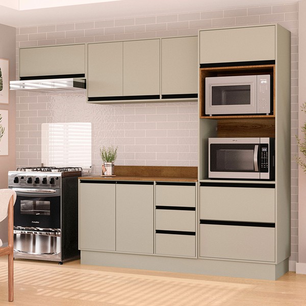 Cozinha Completa Koya 8 Portas 4 Gavetas 40250047 Verde Oliva - Politorno