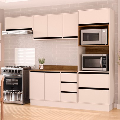 Cozinha Completa Koya 8 Portas 4 Gavetas 40250047 Creme - Politorno