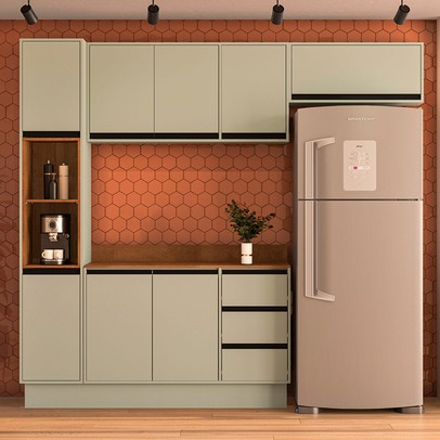 Cozinha Completa Koya 8 Portas 3 Gavetas 40250048 Verde Oliva - Politorno