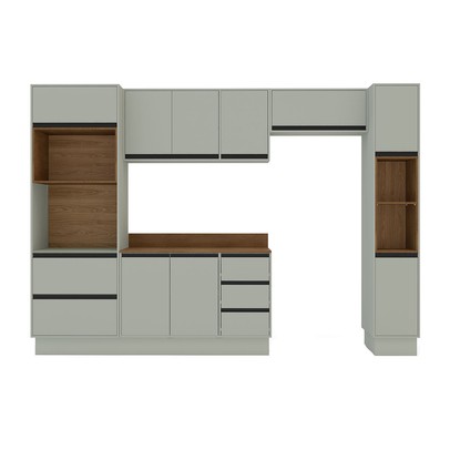 Cozinha Completa Koya 10 Portas 4 Gavetas Verde Oliva - Politorno