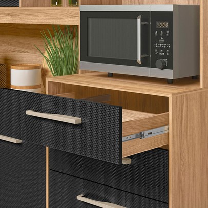 Cozinha Compacta Salsa 6 Portas 2 Gavetas Freijó/Preto Esfera - Nicioli