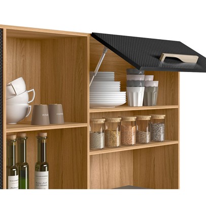 Cozinha Compacta Salsa 6 Portas 2 Gavetas Freijó/Preto Esfera - Nicioli