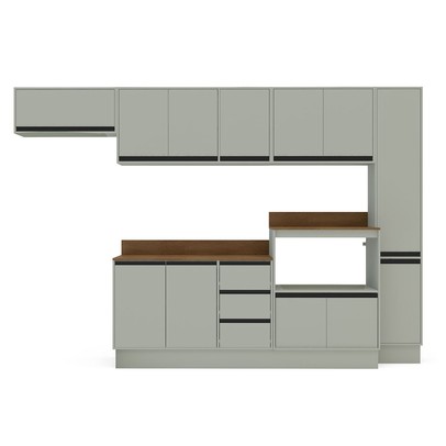 Cozinha Completa Koya 12 Portas 3 Gavetas 40250050 Verde Oliva - Politorno