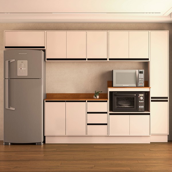 Cozinha Completa Koya 12 Portas 3 Gavetas 40250050 Creme - Politorno