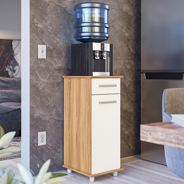 Armário de Cozinha Isis 1 Porta 1 Gaveta Freijó/Off White - Nicioli