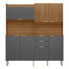 Cozinha Compacta Pitaya 7 Portas 2 Gavetas Amêndola/Grafito Prime Tx - Demobile