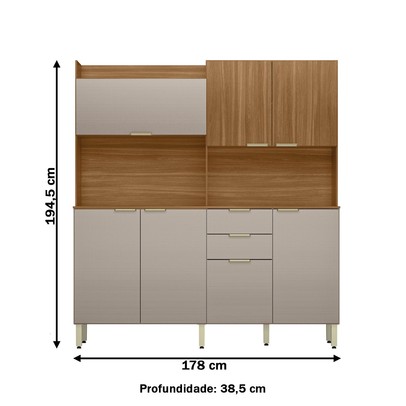 Cozinha Compacta Pitaya 7 Portas 2 Gavetas Amêndola/Nude Prime Tx - Demobile