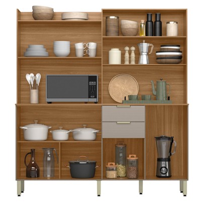 Cozinha Compacta Pitaya 7 Portas 2 Gavetas Amêndola/Nude Prime Tx - Demobile