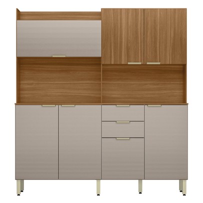 Cozinha Compacta Pitaya 7 Portas 2 Gavetas Amêndola/Nude Prime Tx - Demobile