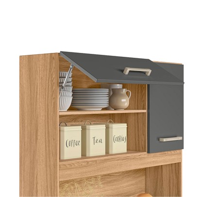 Cozinha Compacta Magazin 5 Portas 1 Gaveta Freijó/Chumbo - Nicioli