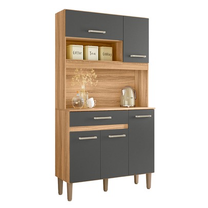 Cozinha Compacta Magazin 5 Portas 1 Gaveta Freijó/Chumbo - Nicioli